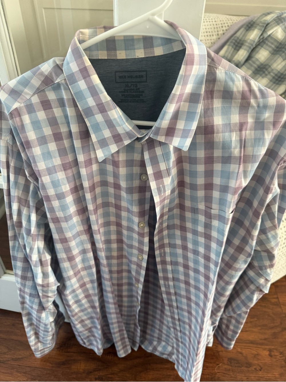 Van Heusen Men's Lavender and Light Blue Plaid Dress Shirt